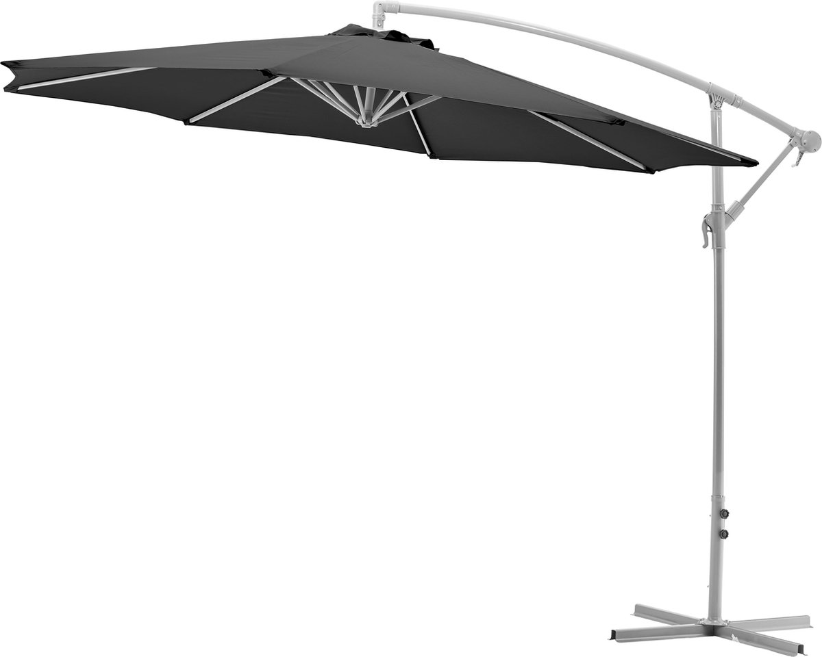 Offset paraplu - UV-bescherming - 360 graden draaibaar - Verstelbaar - Waterafstotend - Anthraciet - Polyester - 300 cm