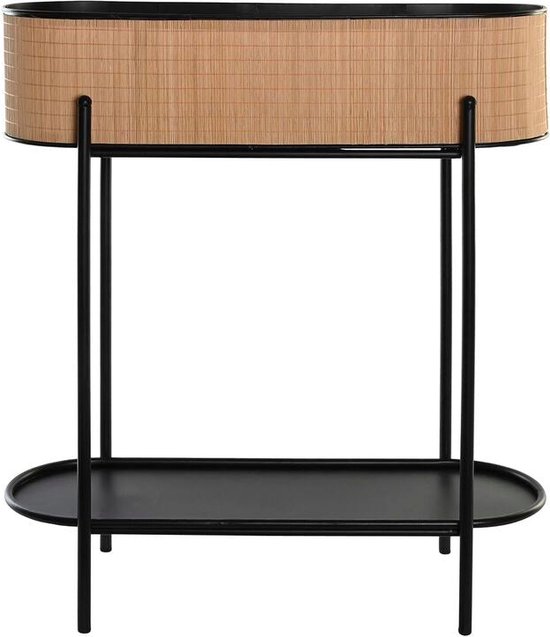 NORDIX Pedaalemmer Prullenbak 3L Zwart 17x17x25 cm Metaal en Bamboe