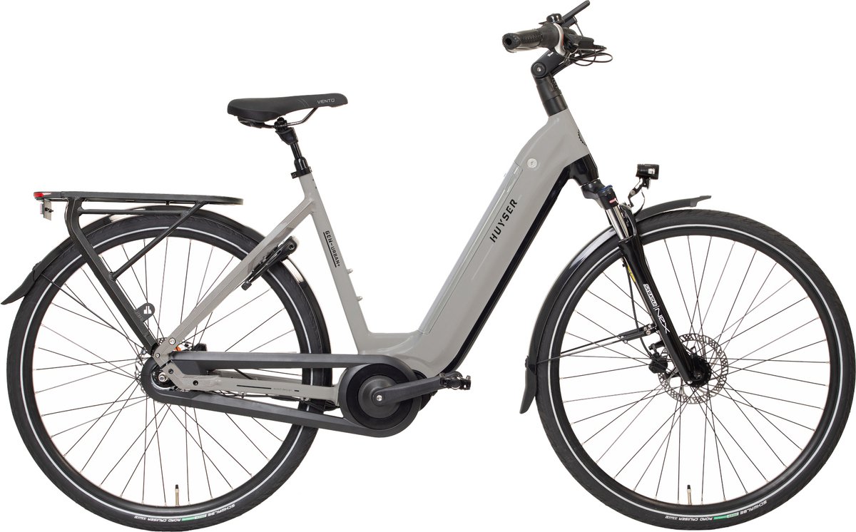 Huyser Gen Urban Plus - Elektrische fiets met 7 versnellingen & middenmotor - Elektrische stadsfiets voor dames - 630Wh - Lichtgrijs