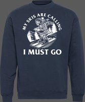 Sweater My Ski's Are Calling | Apres Ski Verkleedkleren | Ski Pully Heren | Foute Party Ski Trui | Navy | maat 4XL