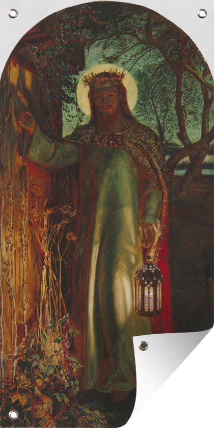 Schuttingposter Het licht van de wereld - Schilderij van William Holman Hunt - 100x200 cm - Tuindoek
