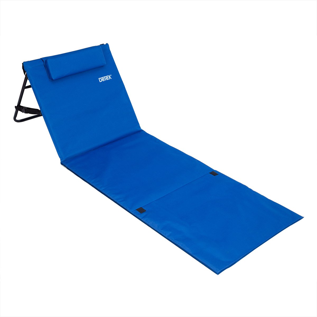 Strandmat met rugleuning strandbed blauw