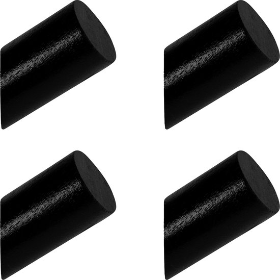 QUVIO Kapstok - Set van 4 - Kledinghangers - Wandkapstok - Wand haakje - Kapstokken - Ophanghaakjes - Muurhaakjes - Ophangsysteem - Zwart - Diameter 3 cm