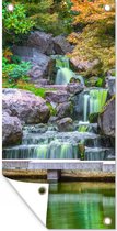 Tuinposter Stenen - Water - Bomen - Japans - Botanisch - 30x60 cm - Tuindoek - Buitenposter