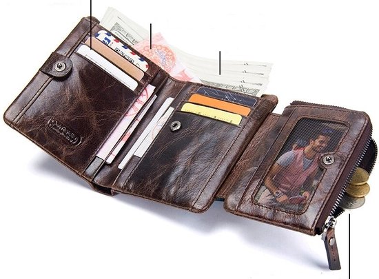 Contacts portefeuille en cuir pour hommes en cuir marron foncé style 2 - portefeuille pour hommes - cadeaux pour hommes cadeau pour homme - portefeuille pour hommes porte-cartes - Cuir de qualité supérieure