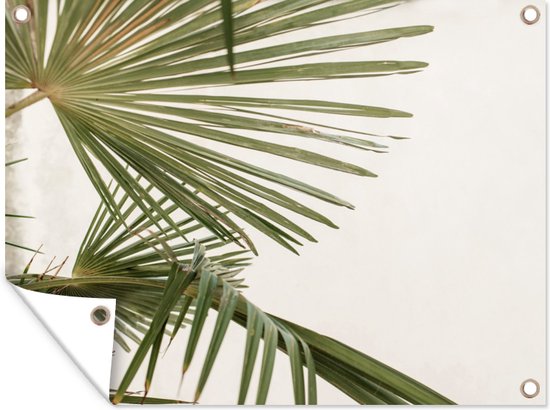 Tuinschilderij Palmbladeren - Groen - Natuur - 80x60 cm - Tuinposter - Tuindoek - Buitenposter