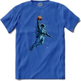 Astronaut Met Basketbal | Ruimte - Astronaut - Basketbal - T-Shirt - Unisex - Royal Blue - Maat XXL