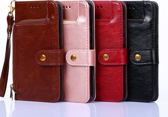 Étui iPhone 14 Pro Book Case avec cordon - Similicuir - Portefeuille - Porte-cartes - Apple iPhone 14 Pro - Or rose
