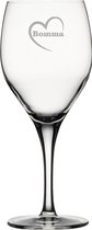 Witte wijnglas gegraveerd - 34cl - Bomma-hartje