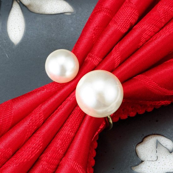 Parel Servetringen - Pearl Napkin Ring - Set van 6 - Goud - Precious.gifts