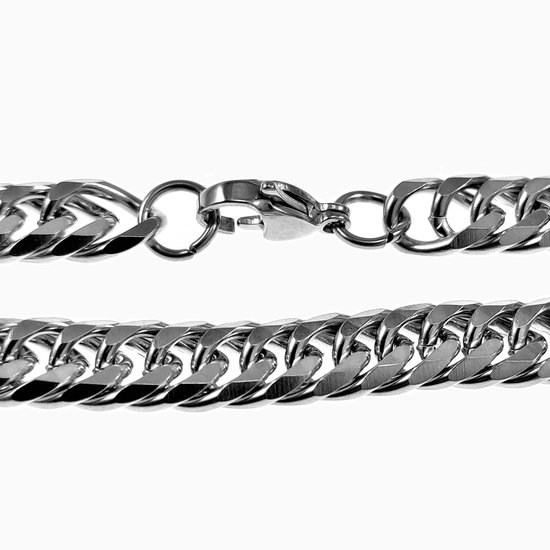 Bracelet cubain 22 cm x 9 mm unisexe - Acier Argent - Bracelets à maillons à maillons