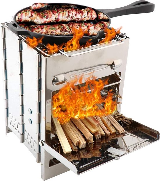 Draagbare campingkooktoestel - Opvouwbare grill en vuurschaal voor buiten van Merkloos — afbeelding 5
