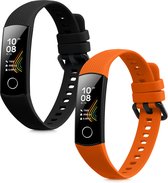 kwmobile 2x armband geschikt voor HONOR Band 5 / Band 4 - Bandjes voor fitnesstracker in zwart / oranje