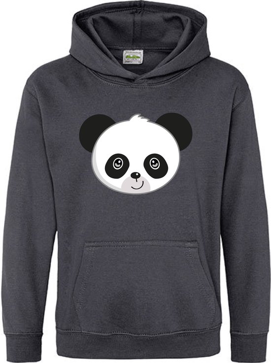 Pixeline Hoodie Panda Face Grijs 5-6 jaar - Pixeline - Trui - Stoer - Dier - Kinderkleding - Hoodie - Dierenprint - Animal - Kleding