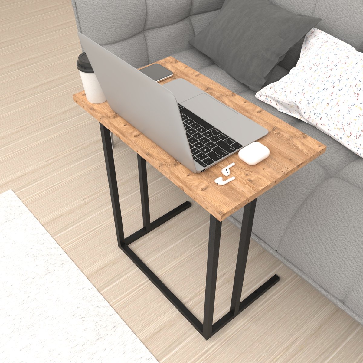 Bureau Högsby laptoptafel 65,5x60x35,5 cm eiken en zwart