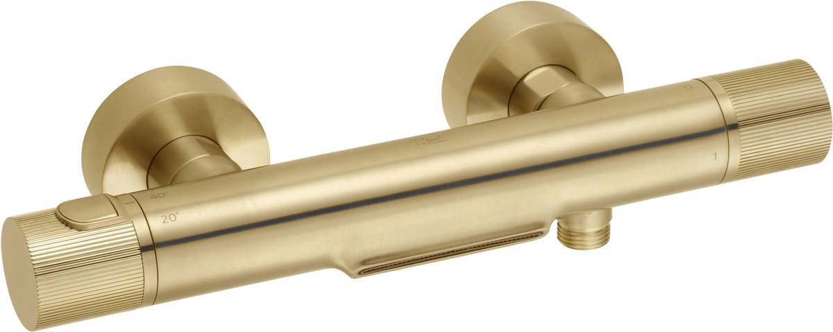 Ben Engraved Line Badkraan Waterval functie 15 cm Thermostatisch Goud Keramisch Thermostaatkraan