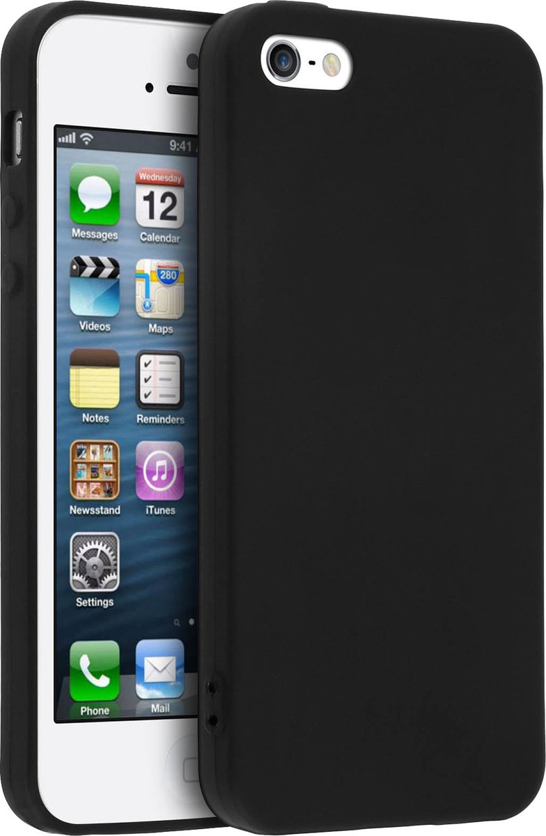Avizar Coque Silicone pour Geschikt voor Apple iPhone SE / 5S / 5, Zwart