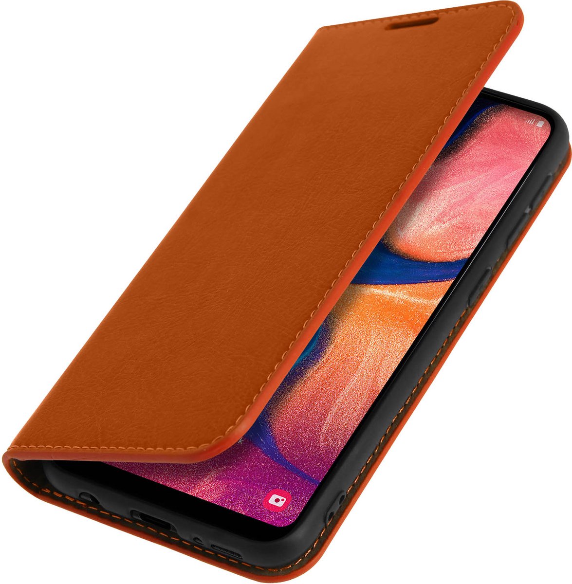 Leren Foliocase Geschikt voor Samsung Galaxy A20e Kaarthouder Standfunctie - camel