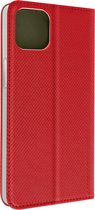 Geschikt voor Apple iPhone 14 Plus Magnetische Foliohoes Kaartsleuf Stand Functie rood