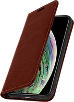 Convient pour Apple iPhone XS Max Cover Portefeuille en cuir de vachette et porte-vidéo marron