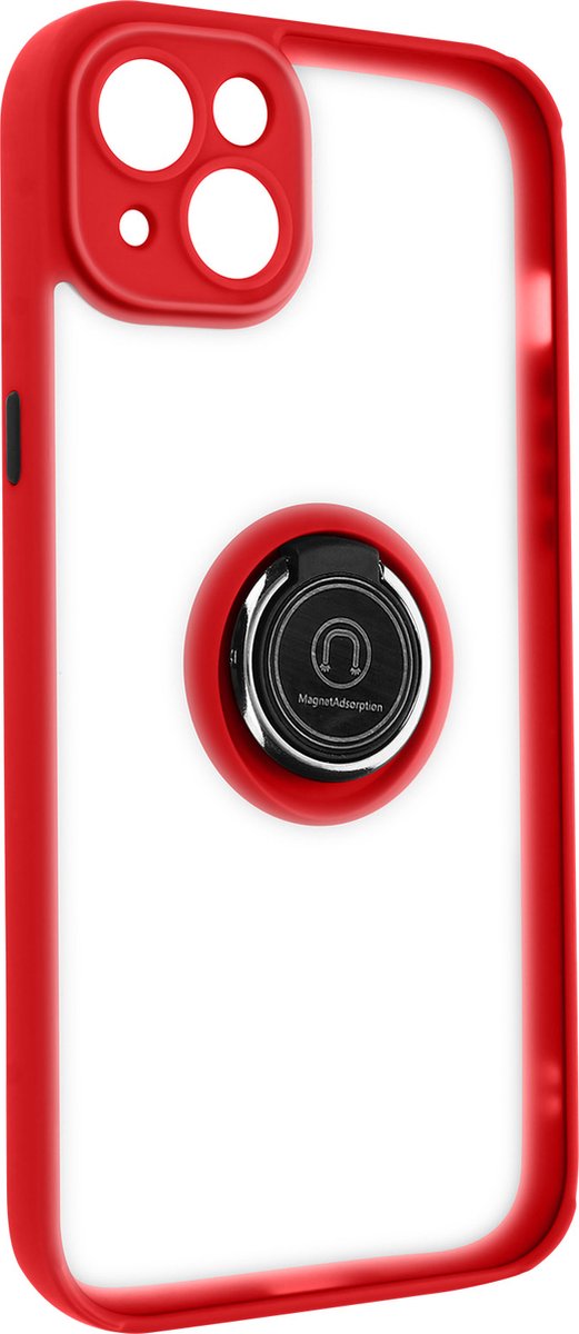 Geschikt voor Apple iPhone 14 Bi-materiaal Case Ring Video-Ondersteuning rood