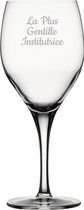 Witte wijnglas gegraveerd - 34cl - La Plus Gentille Institutrice