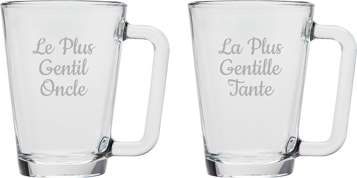 Theeglas gegraveerd - 26cl - Le Plus Gentil Oncle & La Plus Gentille Tante