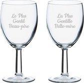 Wijnglas gegraveerd - 24,5cl - Le Plus Gentil Beau-père & La Plus Gentille Belle-mère
