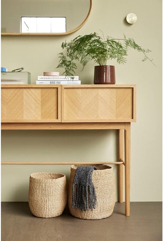 HÜBSCH INTERIOR - FSC® eiken console met drie lades in visgraat motief ...