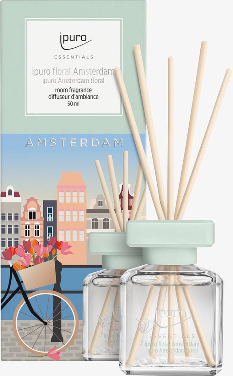 Goedkoopste ipuro ESSENTIALS Floral Amsterdam geurverspreider Geurfles Groen, Transparant