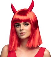 Boland - Pruik Spicy devil - Steil - Halflang - Vrouwen - Duivel - Halloween en Horror