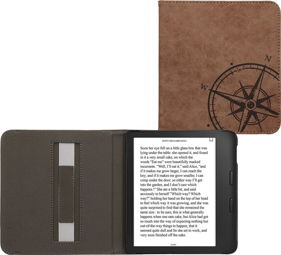 kwmobile ereader hoesje van kunstsuède - geschikt voor Kobo Libra 2 - Met magneetsluiting - In bruin — afbeelding 3