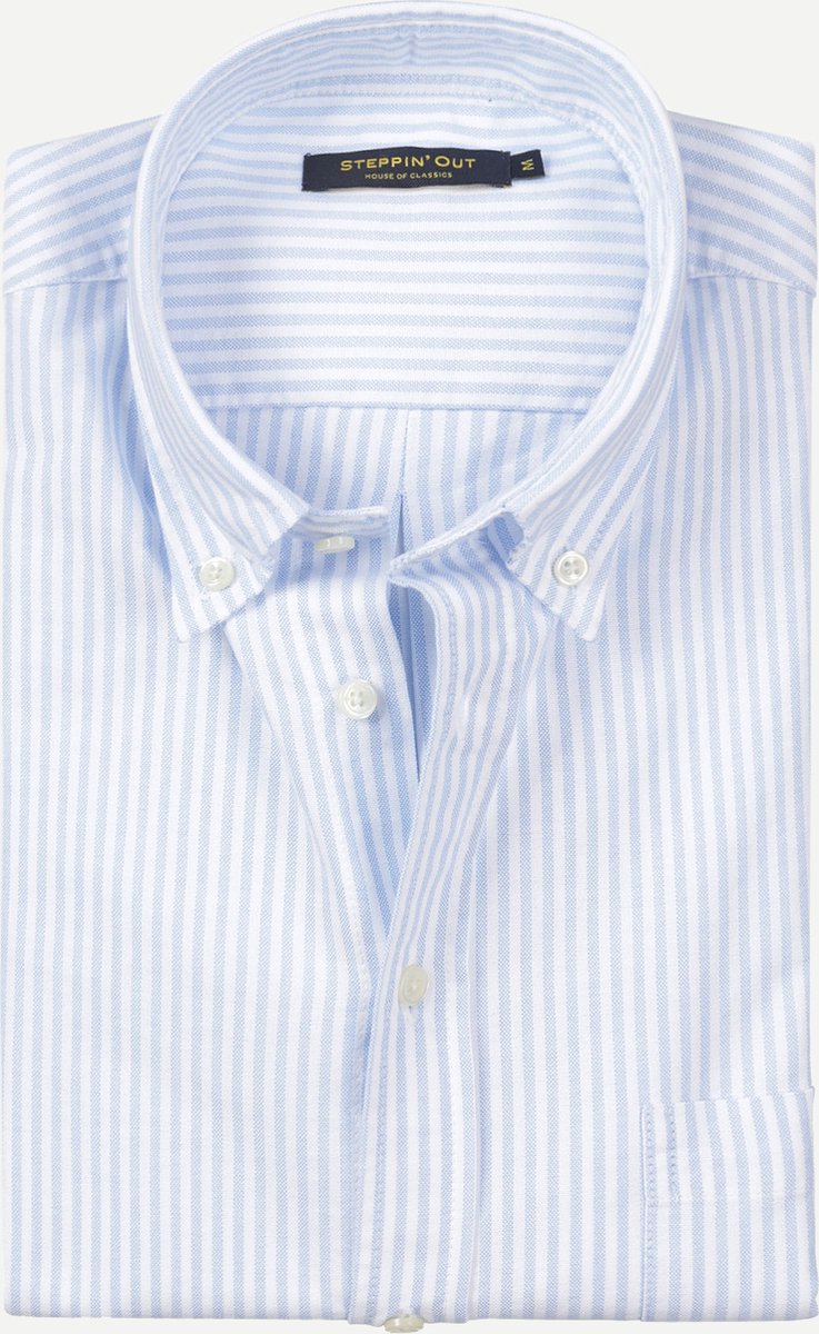 Steppin' Out Lente/Zomer 2023 Oxford Stripe Shirt Button-Down Mannen - Regular fit - Katoen - Light Blue (XXL)