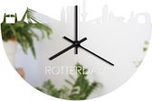 Skyline Klok Rotterdam Spiegel - Ø 40 cm - Stil uurwerk - Wanddecoratie - Meer steden beschikbaar - Woonkamer idee - Woondecoratie - City Art - Steden kunst - Cadeau voor hem - Cadeau voor haar - Jubileum - Trouwerij - Housewarming - WoodWideCities