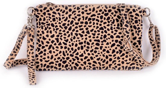 Pochette en cuir nubuck Cheeta - Cuir - Cuir - Sac à bandoulière imprimé Cheeta - Pochettes - Imprimé animal - Merk Giuliano