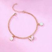 Trendy de Cheville Femme Tendance Papillon Bloem - Argent Plaqué Or - Inox