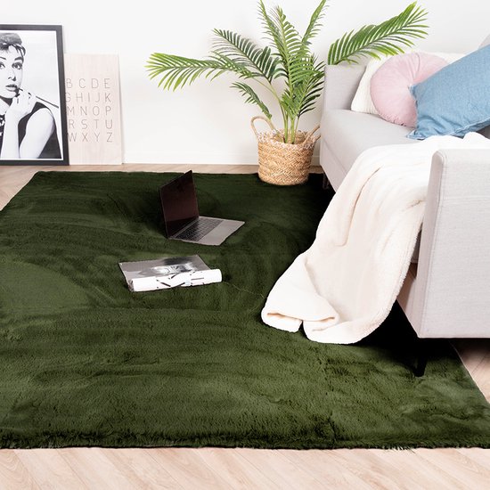 Zacht Hoogpolig vloerkleed - Comfy Groen 80x150cm