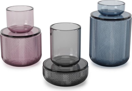 Umbra Allira Grand Pot De Rangement En Verre Coloré Bleu – Double Usage Avec Couvercle-Contenant, Design Élégant Moderne