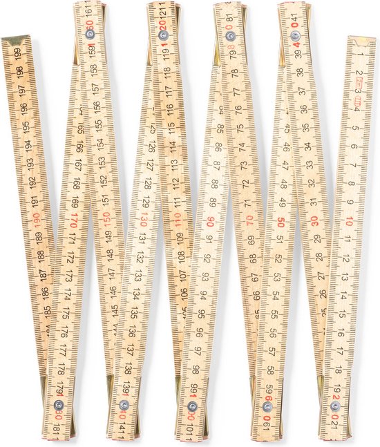 Metrie™ – 1x Règle Pliante en Bois Règle Pliante de 2 m de long, Règle graduée avec | Graduation duplex - Fabriqué dans EU (1, BLOCK72