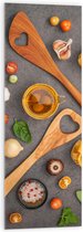 Acrylglas - Houten Lepels tussen Italiaanse Pasta Ingrediënten - 40x120 cm Foto op Acrylglas (Met Ophangsysteem)