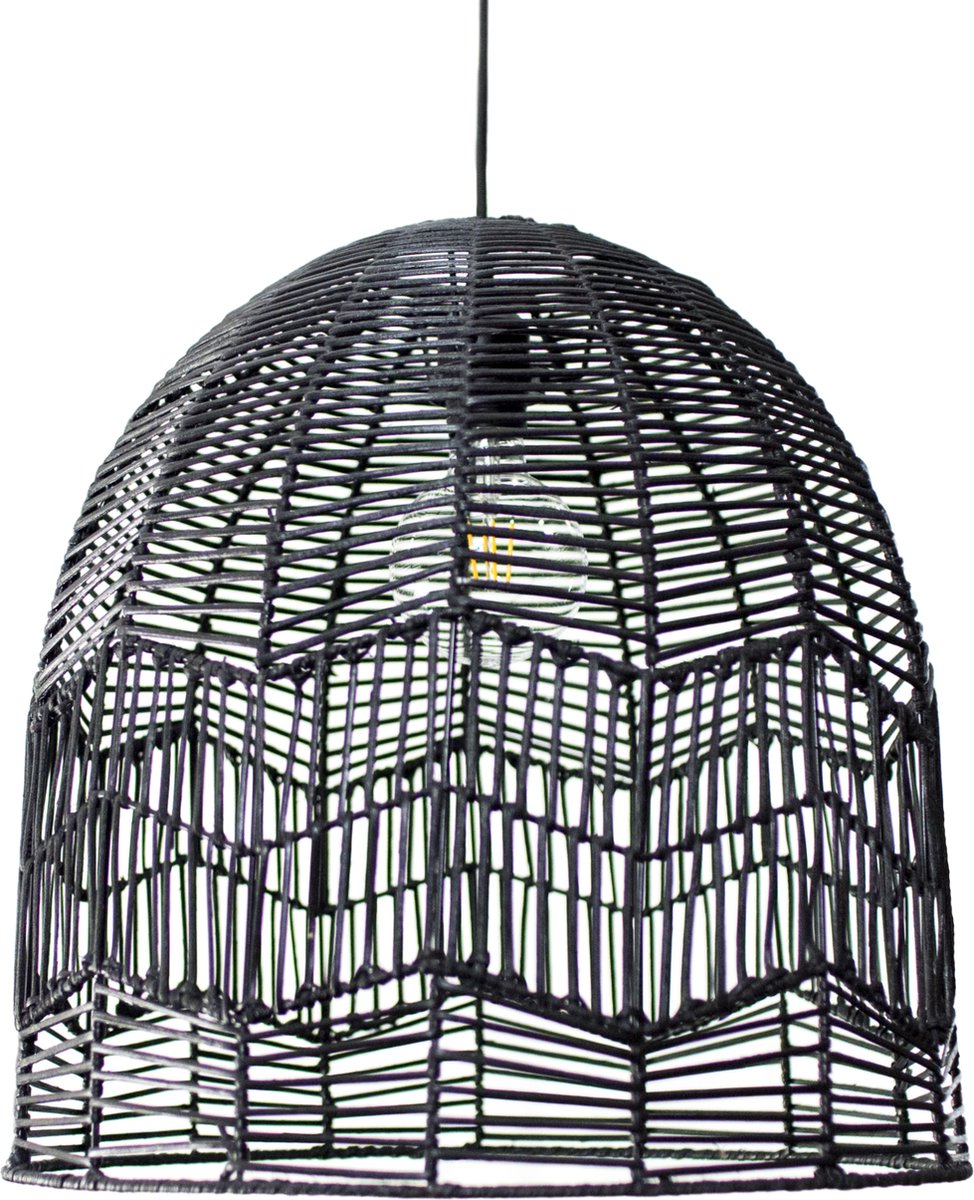 Rotan / Rieten Hanglamp - Handgemaakt - Zwart - ⌀45 cm
