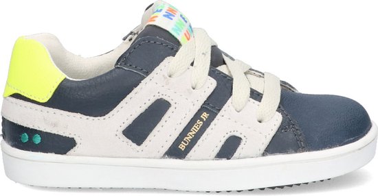 BunniesJR 223322-529 Jongens Lage Sneakers - Blauw/Beige - Leer - Veters