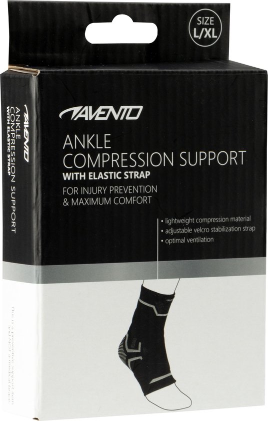 Avento Enkel Compressie Bandage - Zwart/Zilvergrijs - S/M - Avento