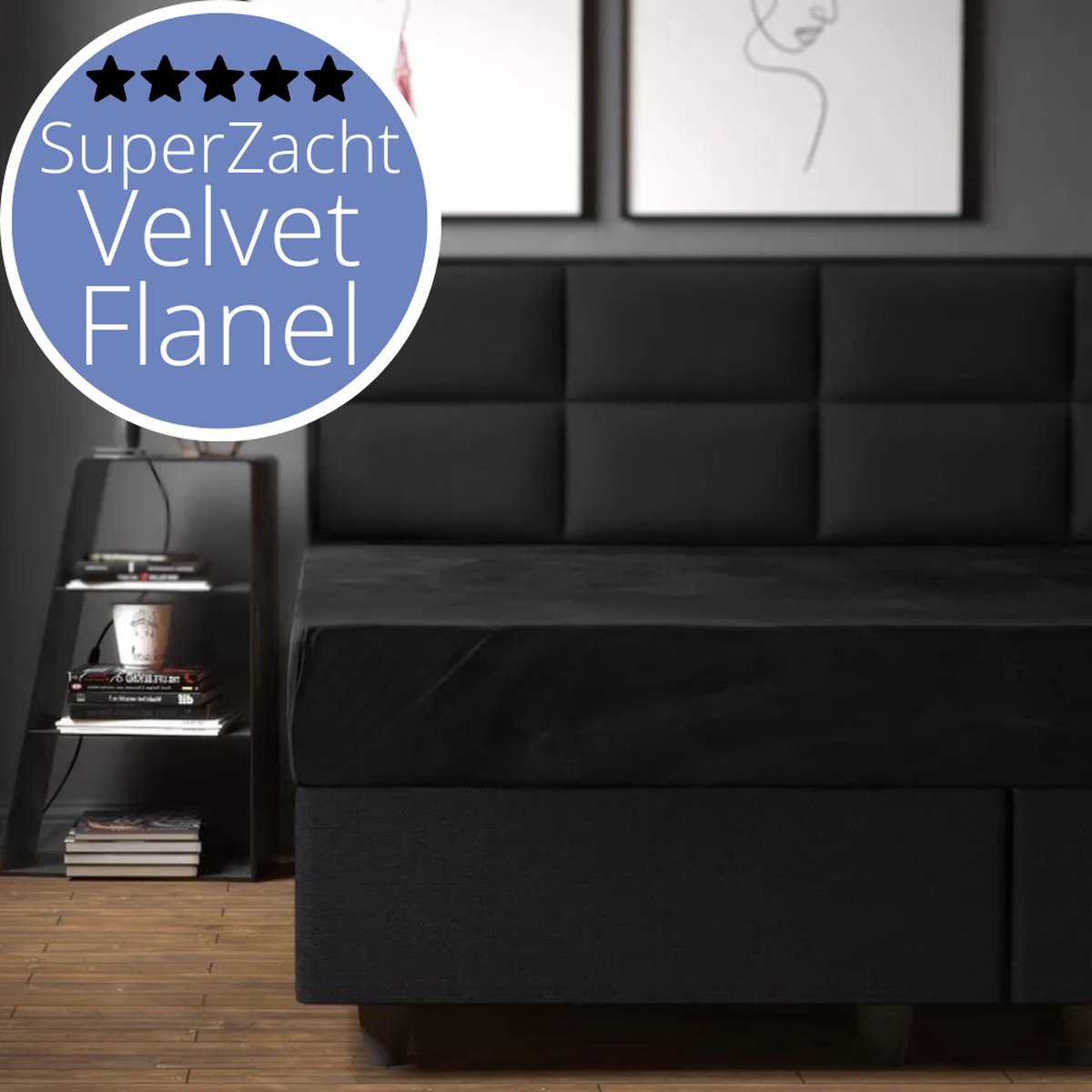 Sleeps Flanel Velvet Hoeslaken Zwart Eenpersoons 90x200 cm - Hoogwaardige Kwaliteit - Fluweel Zacht & Heerlijk Warm