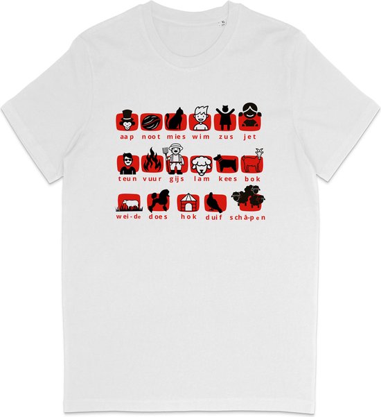 Grappig Heren en Dames T Shirt Met Moderne Leesplank Design - Wit - L
