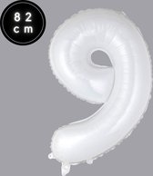 Cijfer Ballonnen - Nummer 9 - Wit - 82 cm - Helium Ballon - Fienosa