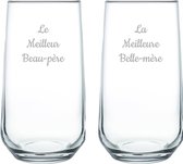Drinkglas gegraveerd - 47cl - Le Meilleur Beau-père & La Meilleure Belle-mère