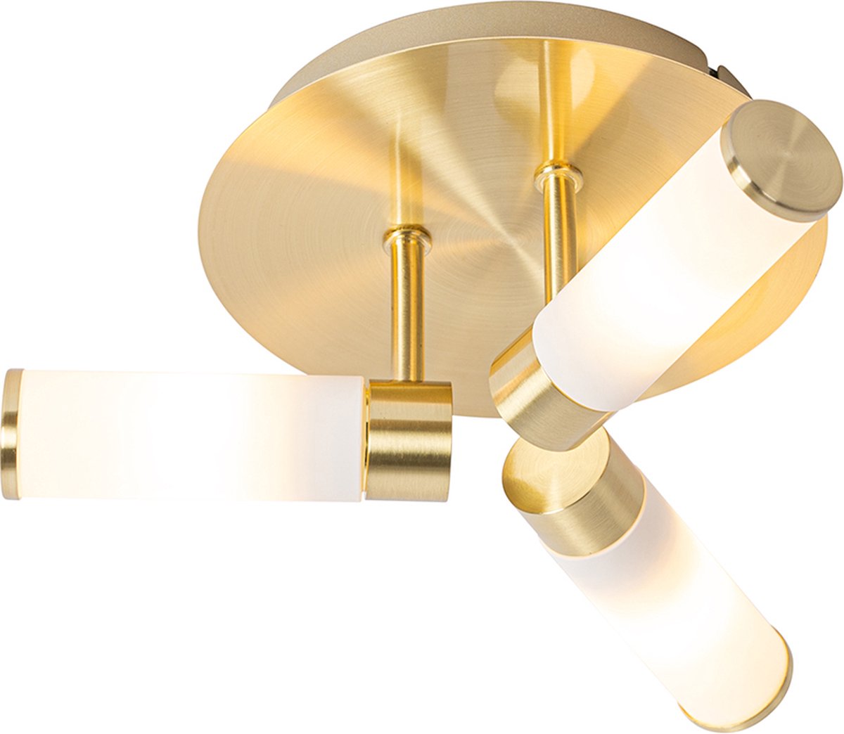 Qazqa Moderne Badkamer Plafondlamp Messing 3-lichts Ip44 - Bath