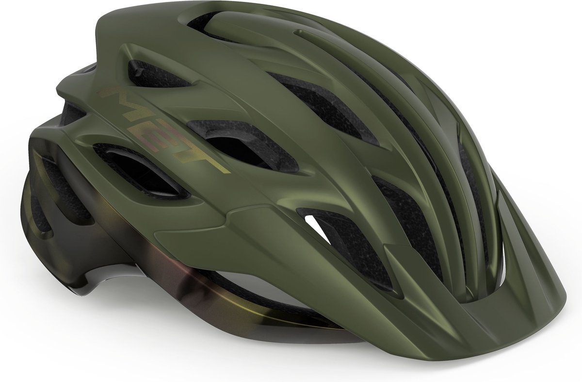 MET Veleno Fietshelm Mannen & Vrouwen – Fietshelm Mountainbike Volwassenen – Elektrische Fiets – Stadsfiets – Maat M (56-58cm) – Olive Iridescent Matt (Groen)