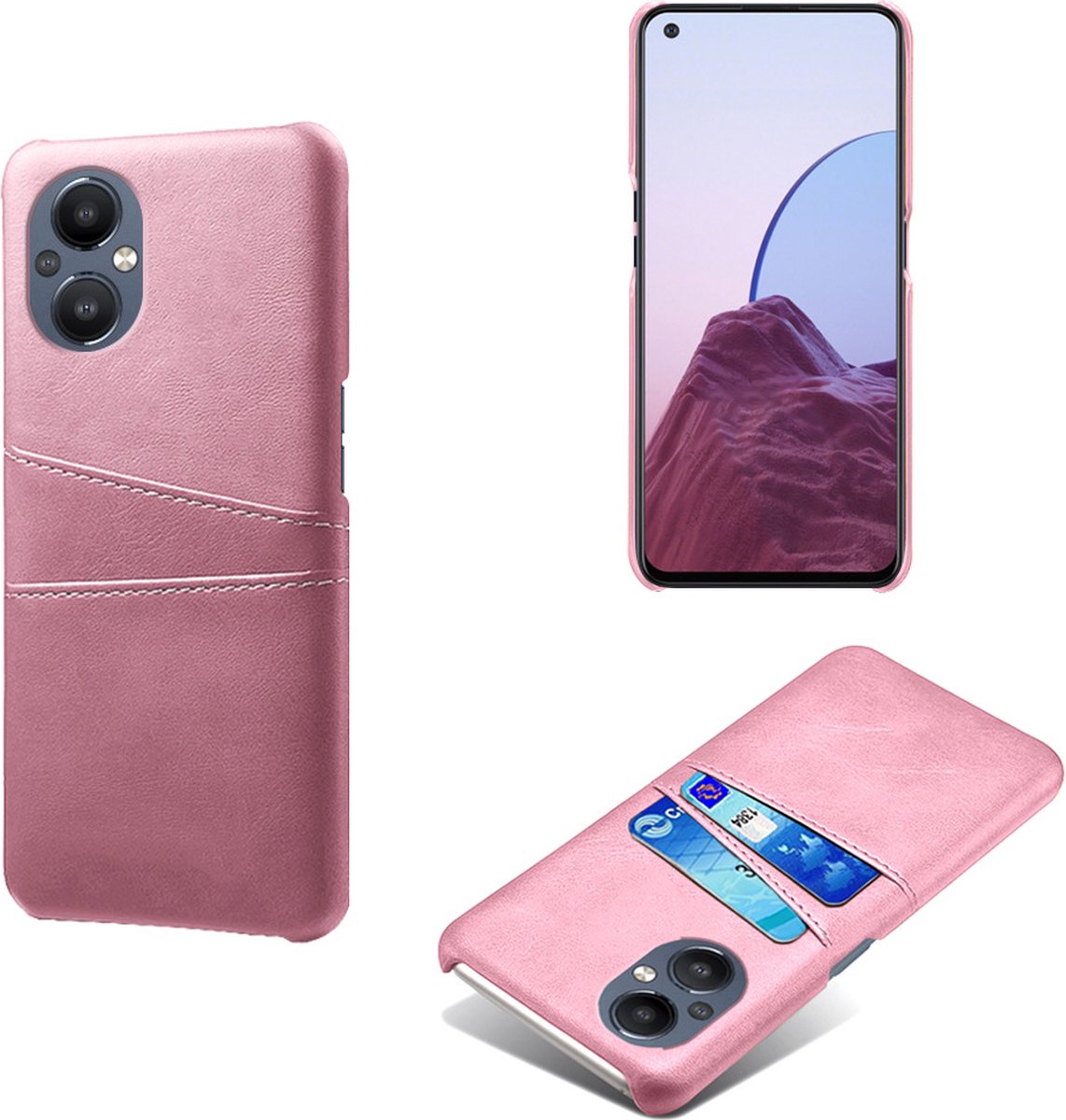 Back Cover met Opbergvakjes + PMMA Screenprotector voor OPPO Reno8 Lite _ Roze Goud